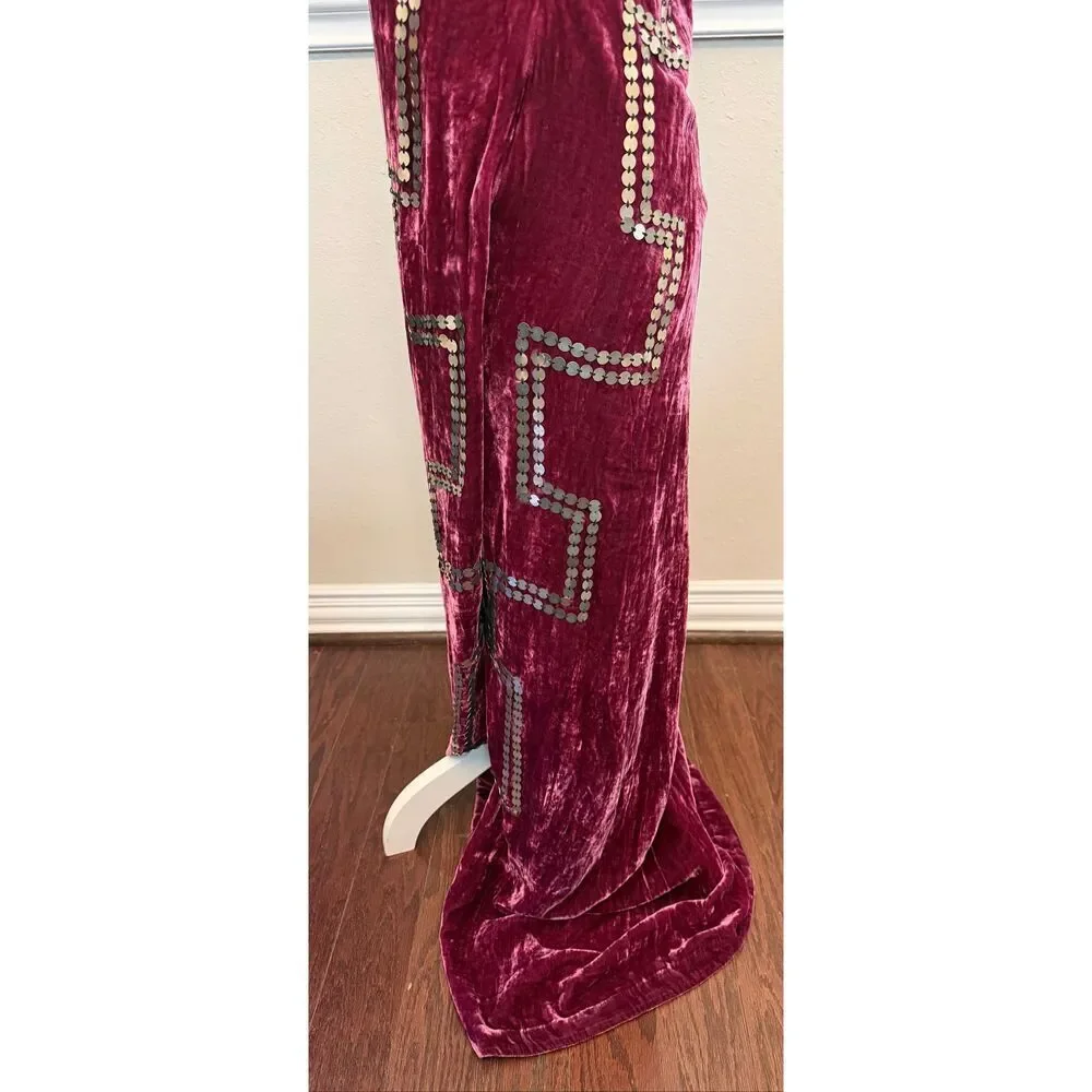 Alix of Bohemia Adele Plum Velvet Dress Size Small - Picture 14 of 16
